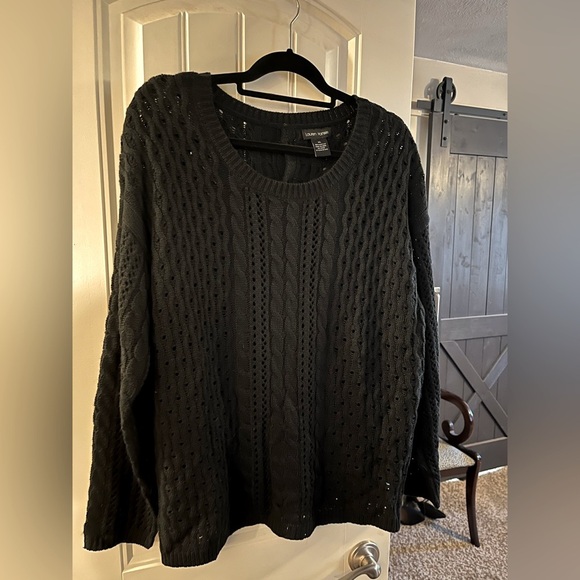 Lauren Hansen Black Cable Knit with Button Back Detail, size. XL - Picture 1 of 3